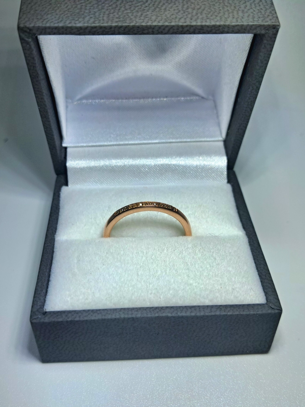 Rose Gold Vermeil 925 Sterling Silver Natural Diamond Wedding Band Size 7.5 - Picture 2 of 5